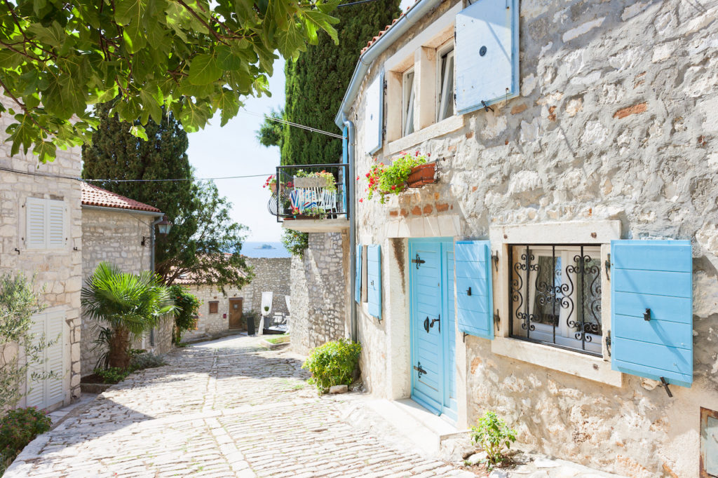 Rovinj, Istria, Croatia, Europe - Picturesque alleyway of the Middle Ages