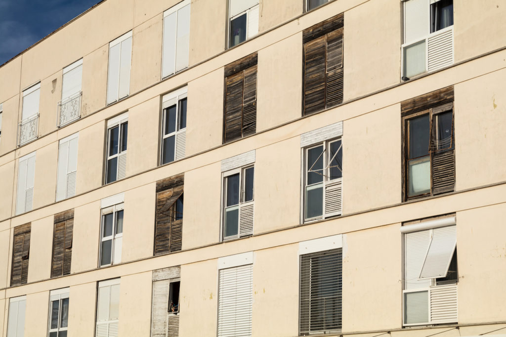 facade of apartment building in Zadar, Croatia.