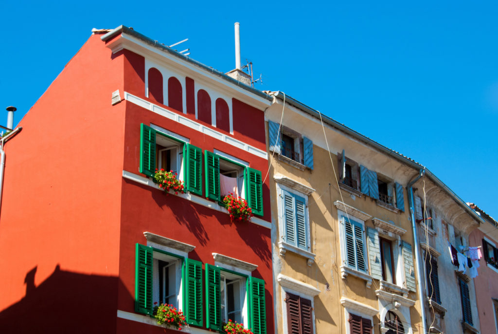 Medieval houses in Rovinj old town, southern Istria, Croatia